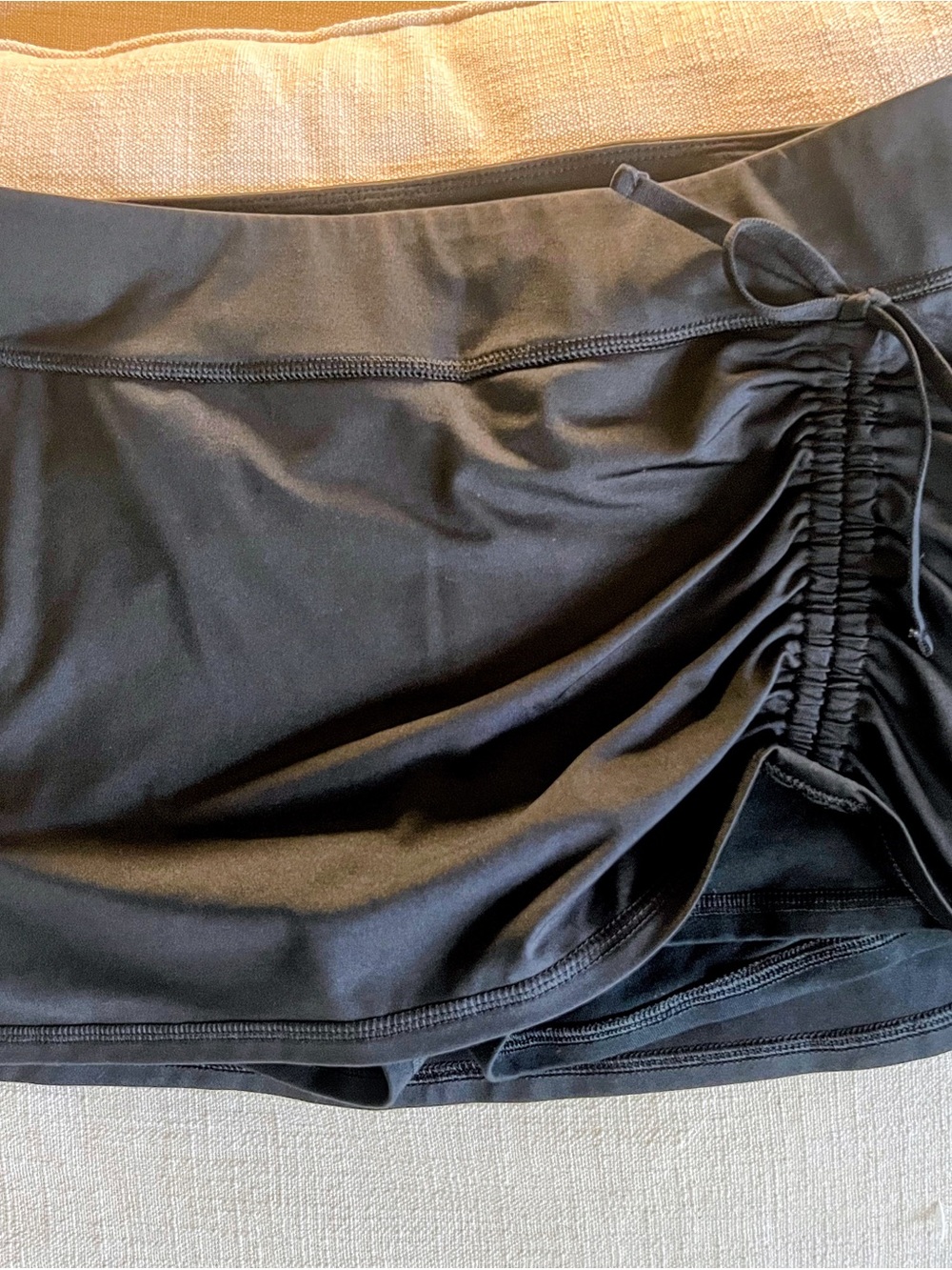 Women's Black Ruched Drawstring Athletic Skorts